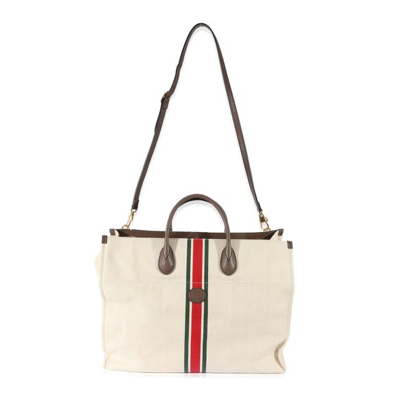Gucci Beige Web Linen Foldable Tote - Picture 5 of 6